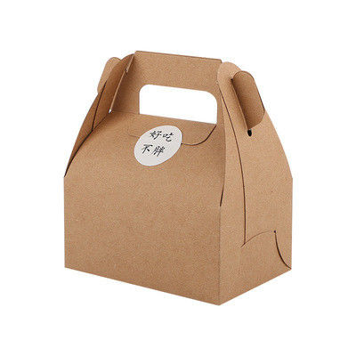 Embossing Glossy Lamination Dessert Takeaway Boxes Handle Birthday Cheese Cake Box