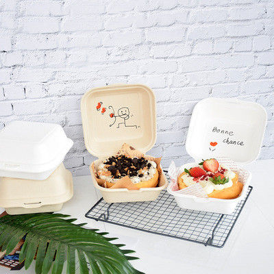 SGS Flexo Or Offset Biodegradable Takeaway Boxes Wheat Straw Food Tray