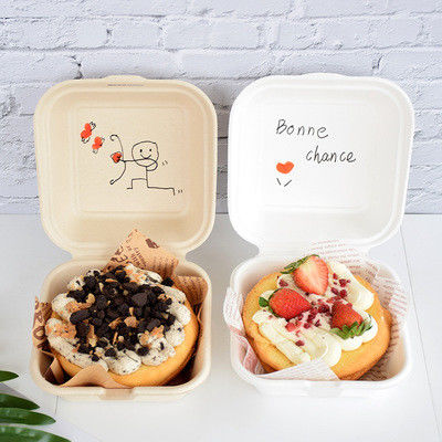 SGS Flexo Or Offset Biodegradable Takeaway Boxes Wheat Straw Food Tray