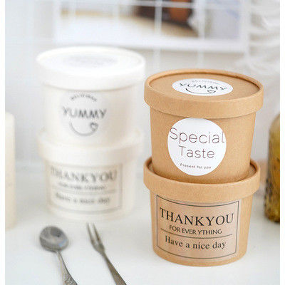 2.5oz-32oz Disposable Ice Cream Cups Brown Kraft Paper Soup Bowl With Lid