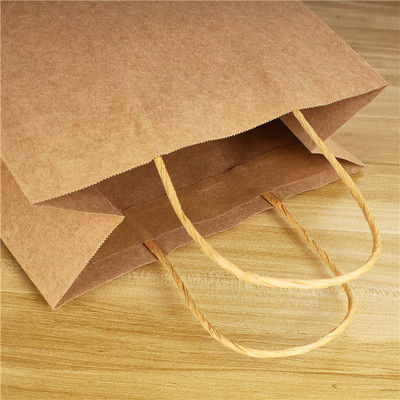 Custom 7.5''*5.3''*9.8'' Recycled Brown Paper Bags With Handles