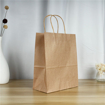 Custom 7.5''*5.3''*9.8'' Recycled Brown Paper Bags With Handles