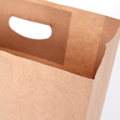 28*28*15cm MSDS Takeaway Paper Bags Offset Printing Kraft Paper Handbag