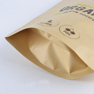 Food Storage Stand Up Brown Kraft Paper Ziplock Bag With Window