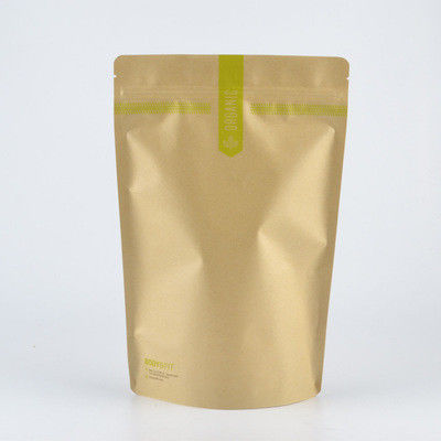 Food Storage Stand Up Brown Kraft Paper Ziplock Bag With Window