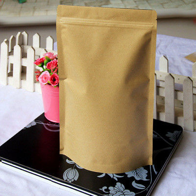 Single Layer Resealable Kraft Paper Ziplock Bags 100mic-120mic Thick