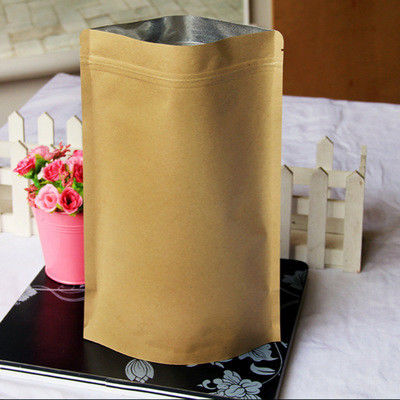 Single Layer Resealable Kraft Paper Ziplock Bags 100mic-120mic Thick