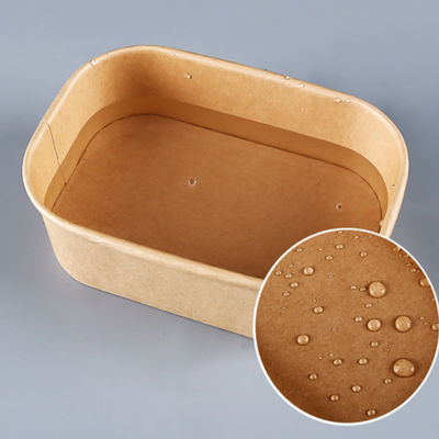 BRC 1100ml 1300ml Kraft Paper Meal Box Oval Rectangle Thickened Takeaway Paper Bowl