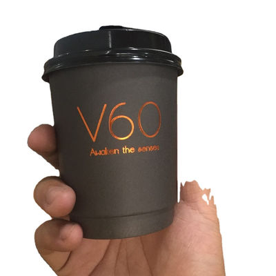 Compostable Stamping Recyclable Paper Cups Printed Double Wall Coffee Cups With Lids