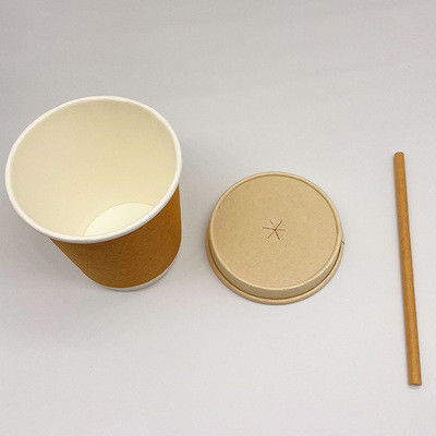 Anti Leak Cold Drink Recyclable Paper Cups 80mm 90mm With Lid
