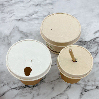 Anti Leak Cold Drink Recyclable Paper Cups 80mm 90mm With Lid