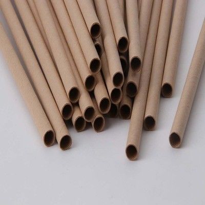 250pcs / Box Biodegradable Disposable Tableware 6*197mm Sugarcane Straws