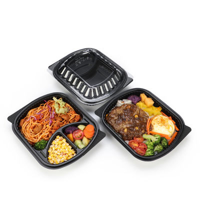 34oz 2 Compartment Disposable Bento Box Containers PP PS Meal Prep Packaging