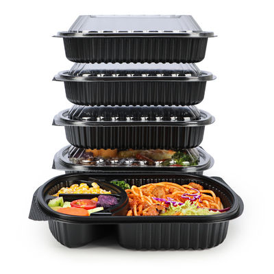 34oz 2 Compartment Disposable Bento Box Containers PP PS Meal Prep Packaging